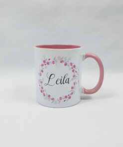 Mug couronne de fleurs rose