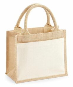 Sac shopping en toile de jute avec poche avant en coton ma personnalisation