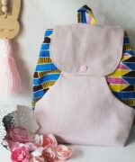 Mini sac à dos wax tissus rose