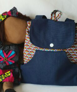 Mini sac à dos wax tissus bleu