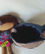 Mini sac à dos wax tissus bleu
