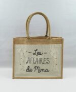 Sac shopping en toile de jute avec poche avant en coton Oummi