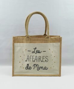 Sac shopping en toile de jute avec poche avant en coton Oummi