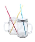 Mason Jar Transparent ou Givré avec Paille