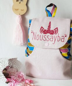 Mini sac à dos wax tissus rose Licorne