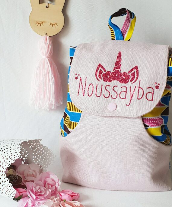 Mini sac à dos wax tissus rose Licorne