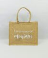 Sac en toile de jute, poignées en coton colorées Courses