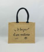 Sac en toile de jute, poignées en coton colorées Work