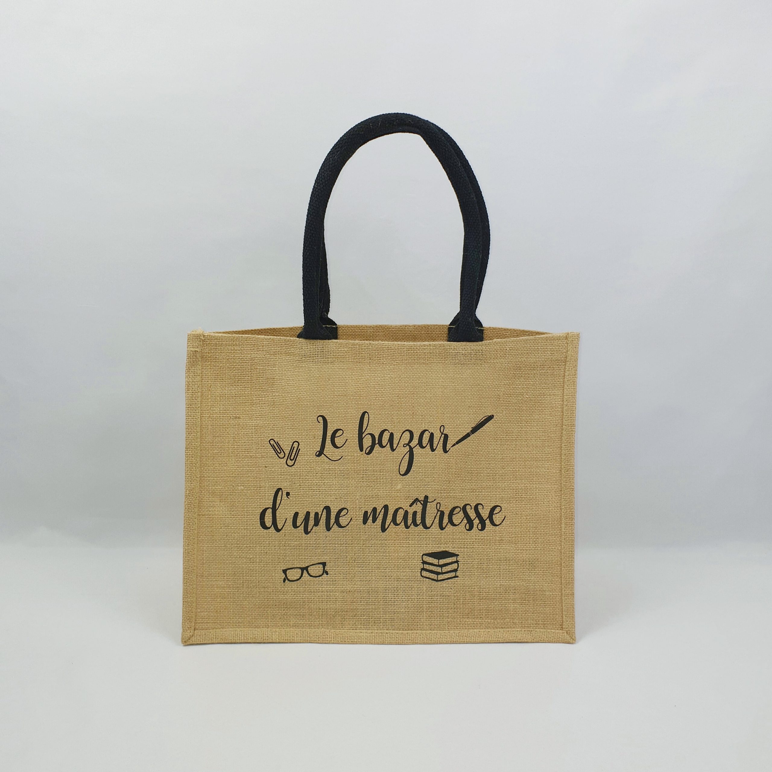 Sac en toile de jute, poignées en coton colorées Work – Cré'easy