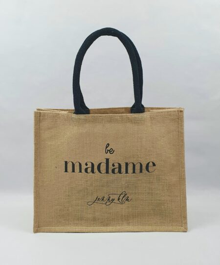 Sac en toile de jute, poignées en coton colorées Be madame