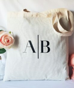 Tote bag, sac shopping Initiales