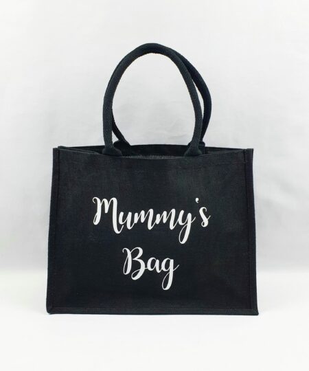 Sac en toile de jute noir Mummy’s bag