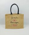 Sac en toile de jute, poignées en coton colorées Super sac 3