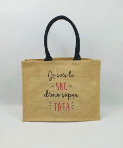 Sac en toile de jute, poignées en coton colorées Super sac 3