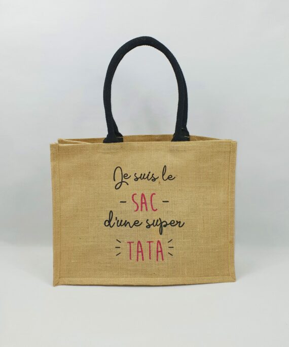 Sac en toile de jute, poignées en coton colorées Super sac 3