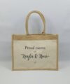 Sac shopping en toile de jute avec poche avant en coton Proud mama
