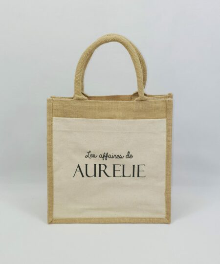 Sac shopping en toile de jute avec poche avant en coton Les Affaires