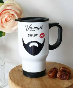 Mug isotherme en inox Barbe et Bisous