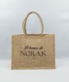 Sac en toile de jute, poignées en coton colorées Amiena