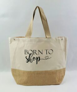 Sac en toile de jute et coton XL Born to shop 2