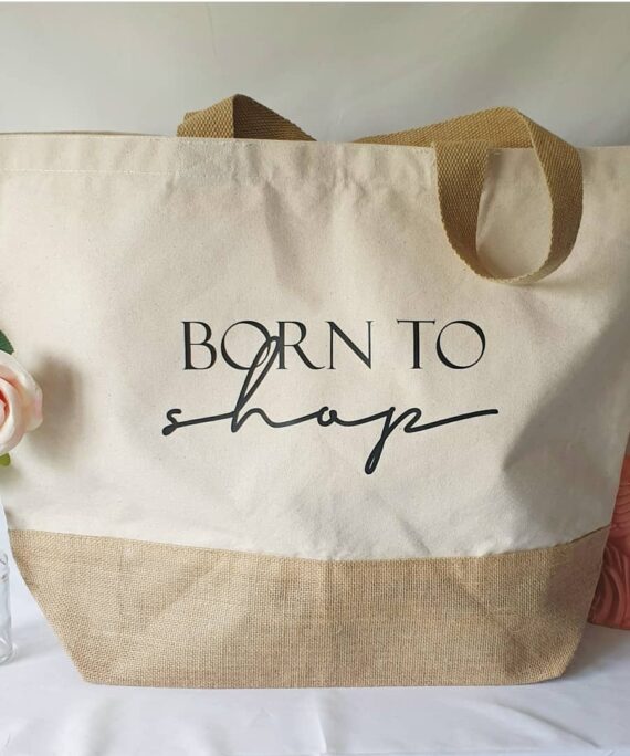 Sac en toile de jute et coton XL Born to shop