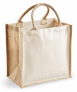 Sac en toile de jute et coton bicolore Wife Mom Boss