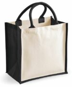 Sac en toile de jute et coton bicolore Wife Mom Boss