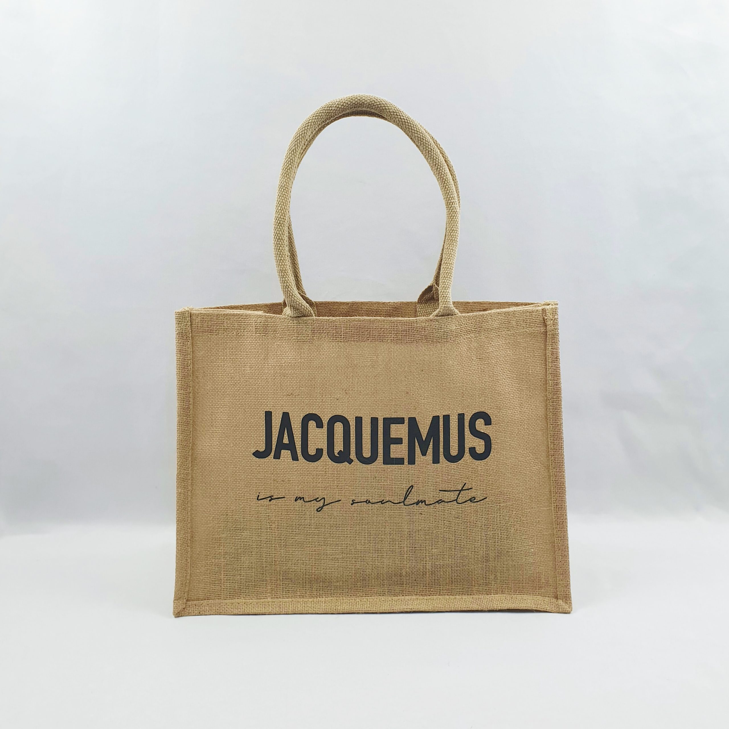 Sac en toile de jute, poignées en coton colorées Soulmate – Cré'easy