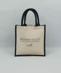 Sac en toile de jute et coton bicolore Madame-Mademoiselle