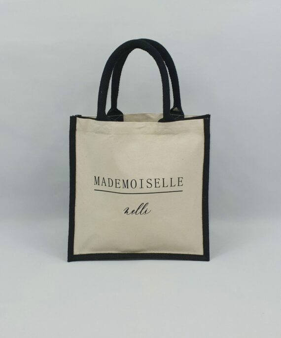 Sac en toile de jute et coton bicolore Madame-Mademoiselle