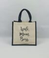 Sac en toile de jute et coton bicolore Wife Mom Boss