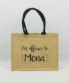 Sac en toile de jute, poignées en coton colorées Mila