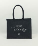 Sac en toile de jute noir Hello