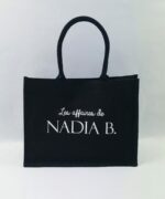 Sac en toile de jute noir Les affaires