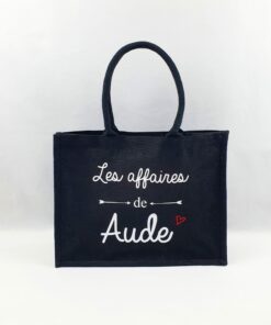 Sac en toile de jute noir Les affaires 2