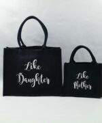 Sac en toile de jute noir Like daughter-Like mother