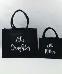 Sac en toile de jute noir Like daughter-Like mother