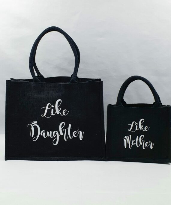 Sac en toile de jute noir Like daughter-Like mother