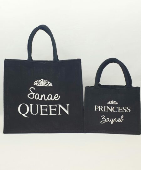 Sac en toile de jute noir Queen-Princess