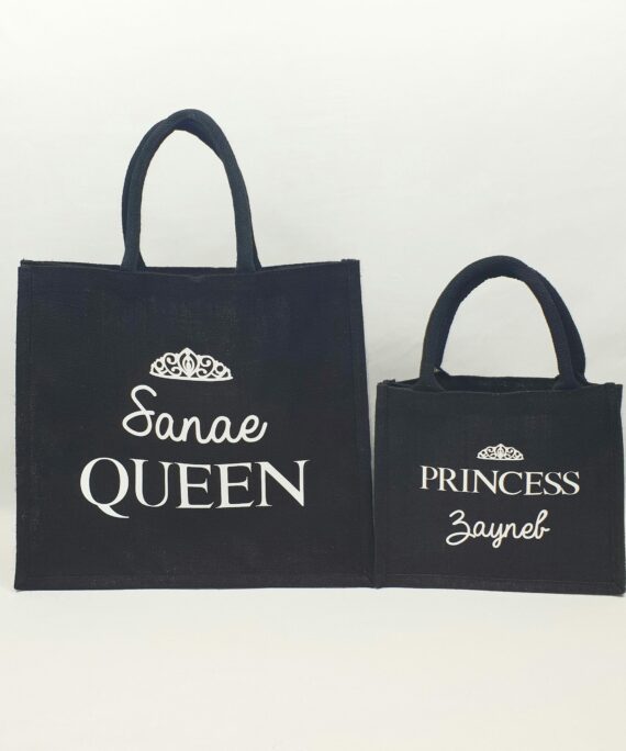 Sac en toile de jute noir Queen-Princess