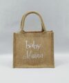 Sac en toile de jute, poignées en coton colorées Baby