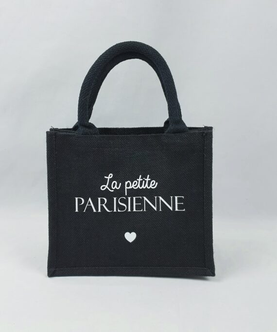 Sac en toile de jute noir La petite