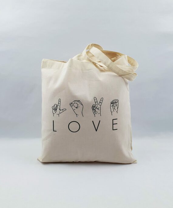 Tote bag, sac shopping Love en langue des signes