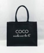 Sac en toile de jute noir Made me do it