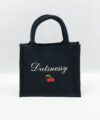 Sac en toile de jute noir Cerises