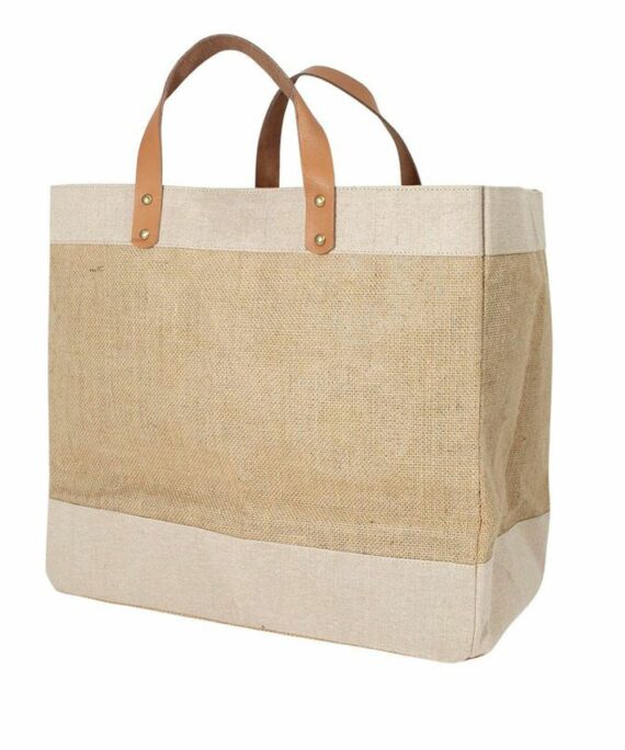 Sac en jute et coton, anses en cuir This is my