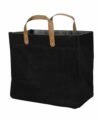 Sac en jute et coton, anses en cuir Family bag