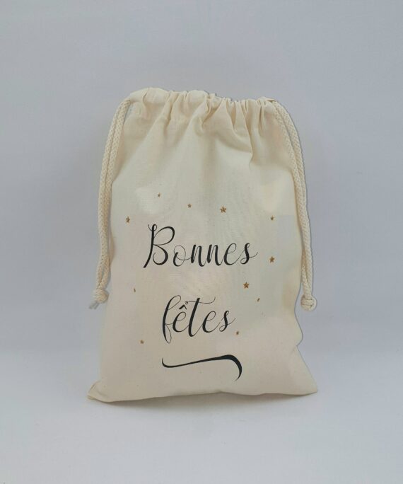 Sac pochon cadeaux Bonnes fêtes