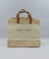 Sac en jute et coton, anses en cuir Prénom et petit coeur