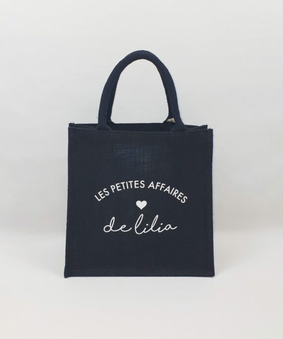 Sac en toile de jute noir Les petites affaires